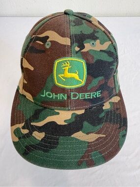 John Deere Camouflage Strapback Hat Cap Embroidered Logo Dad One Size NWOT